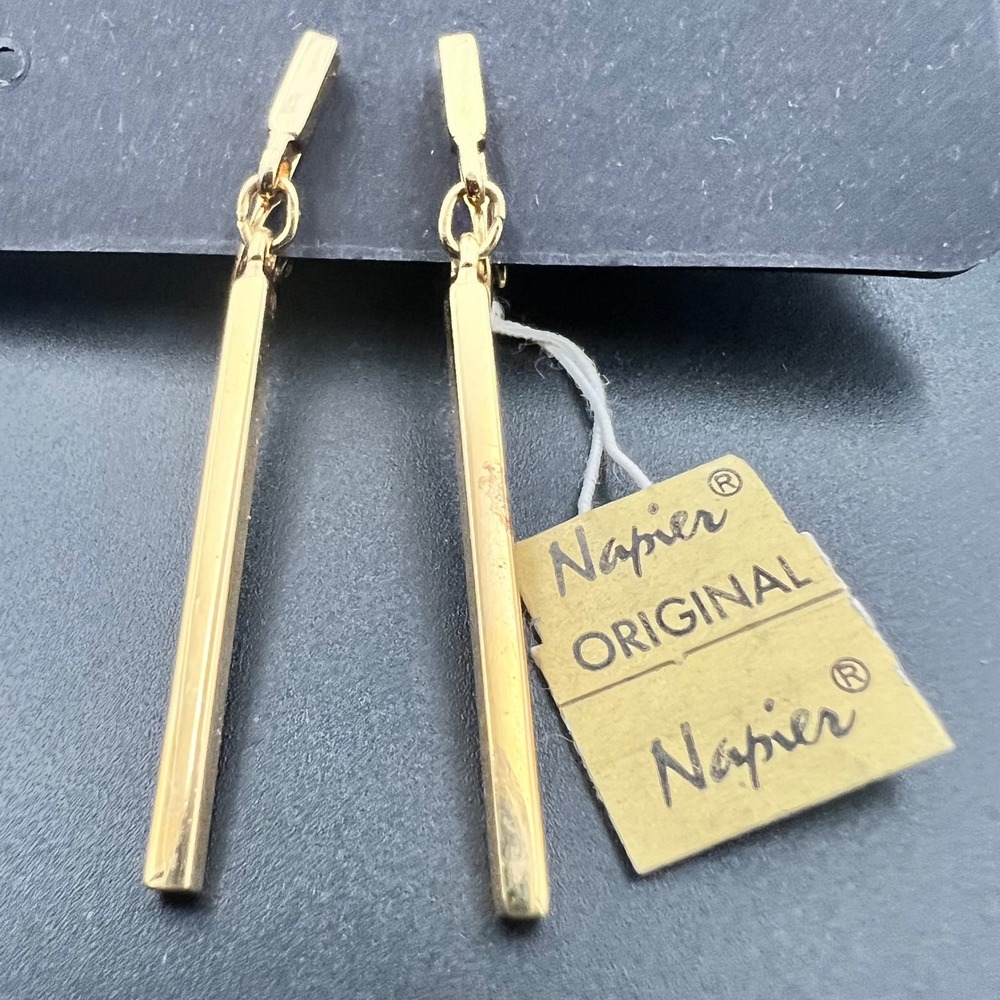 Napier Bar Drop Earrings OS Gold NWT